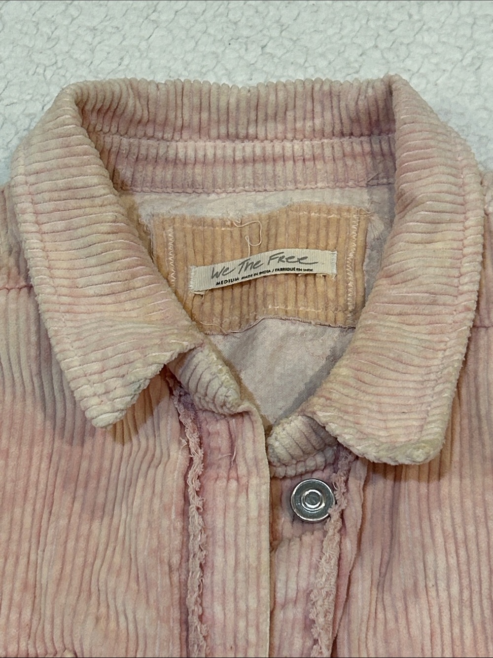 We The Free Dawn Break Pink Corduroy Jacket Medium Floral Embroidered Cotton - Picture 6 of 17